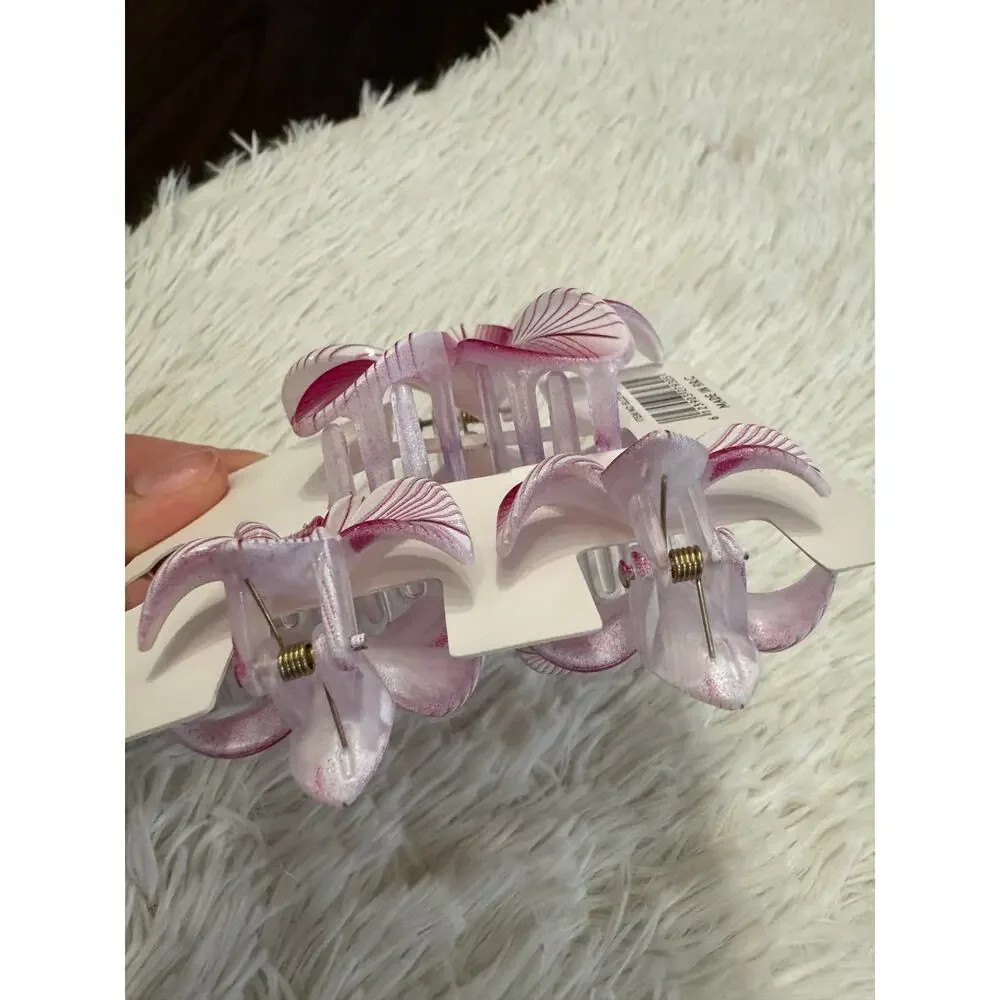 Hawaiian flower hair clip claw set of 3 one large 2 medium